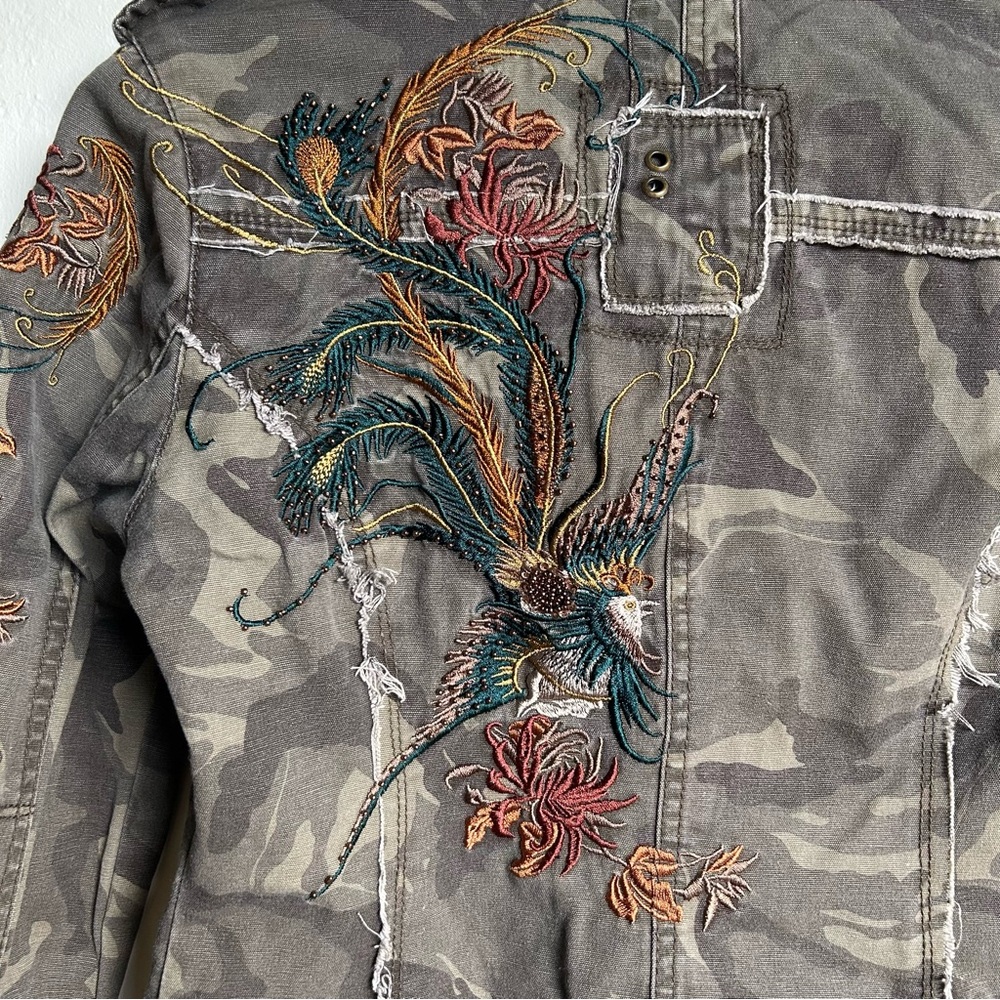 Picasso PsJ branded Camouflage Embroidered/Beaded BOHO Jacket Sz Small